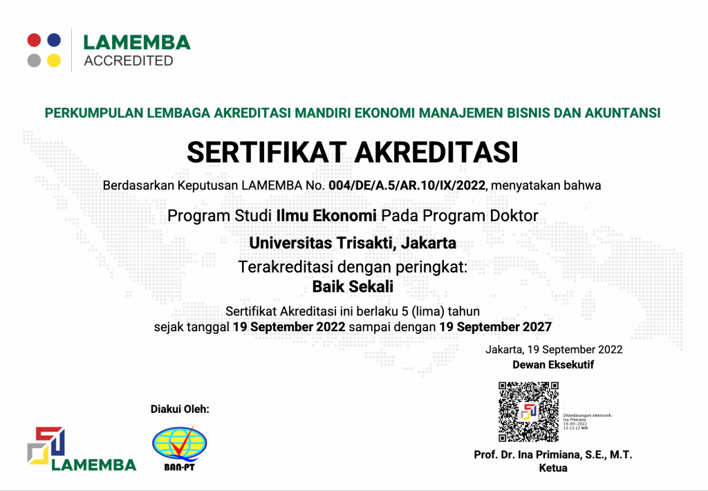 akreditasi ilmu ekonomi universitas trisakti